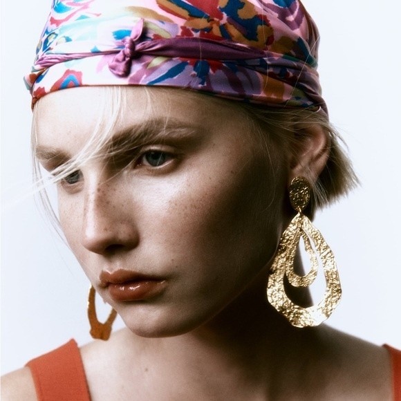 ZARA FLAT DOUBLE LOOP EARRINGS - Picture 1 of 4